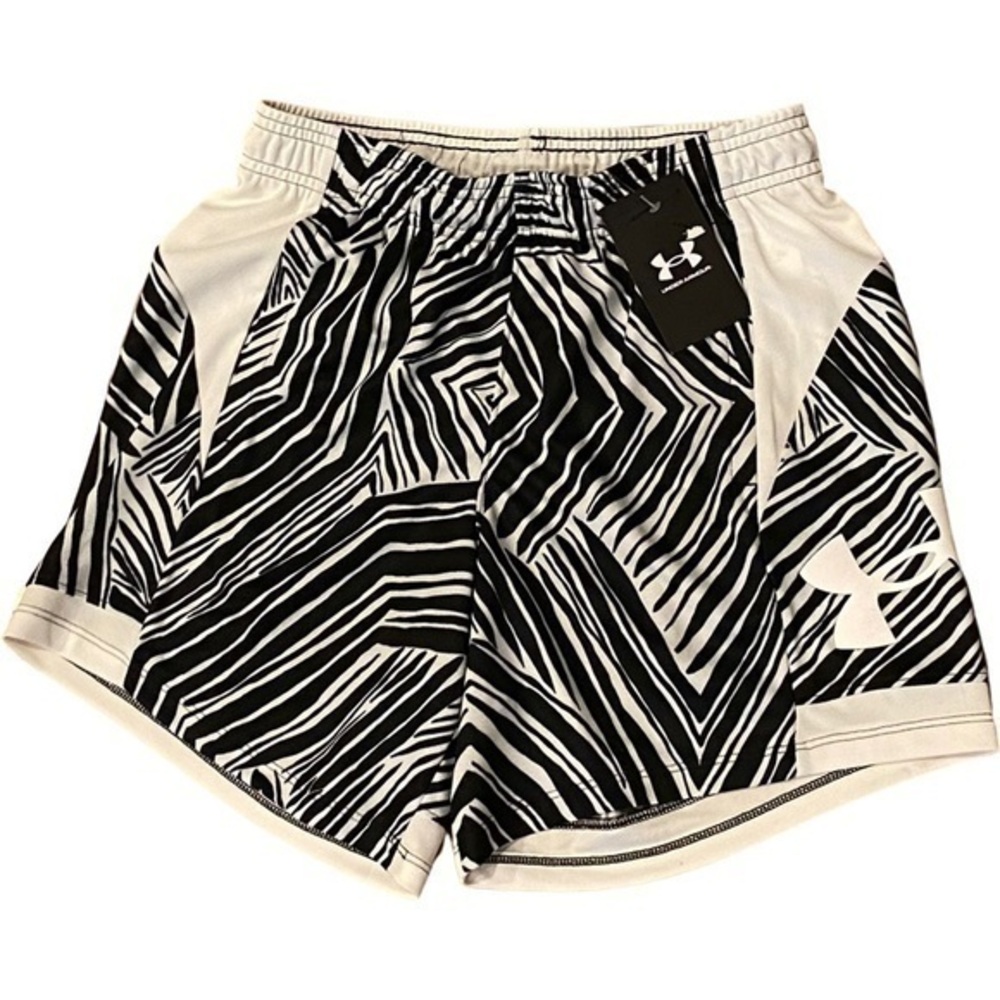 NEW Womens XS Under Armour Running Shorts Accelerate Training Zebra Black White